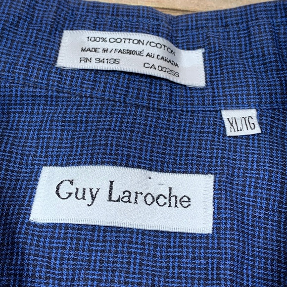 Guy Laroche Button Down Blue Black Shirt Canada XL - Picture 4 of 7